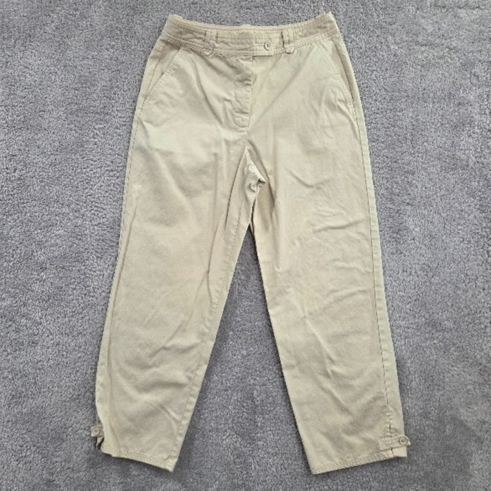 Talbots Cropped Pants Women's 6 Beige Cream Vtg Cotton High Rise Preppy Beachy